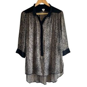 Wilfred silk sheer snakeskin print collar blouse size L excellent condition